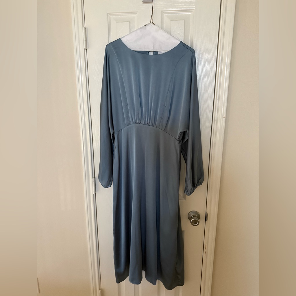 Beautiful Satin Dress Pale Blue